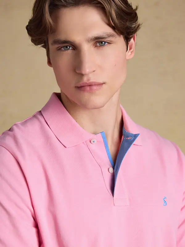 Joules Men's Woody Cotton Pique Short Sleeve Polo Shirt - Light Pink Image 7