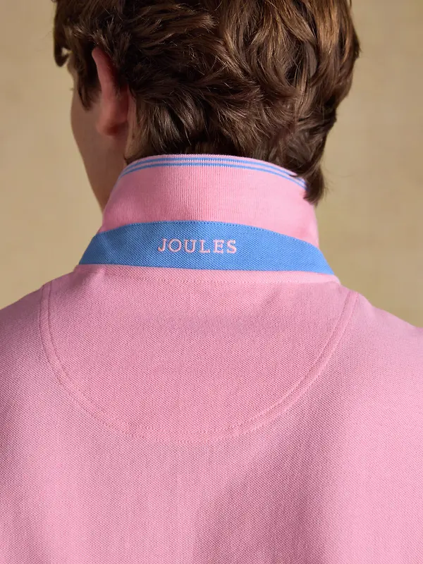 Joules Men's Woody Cotton Pique Short Sleeve Polo Shirt - Light Pink Image 9