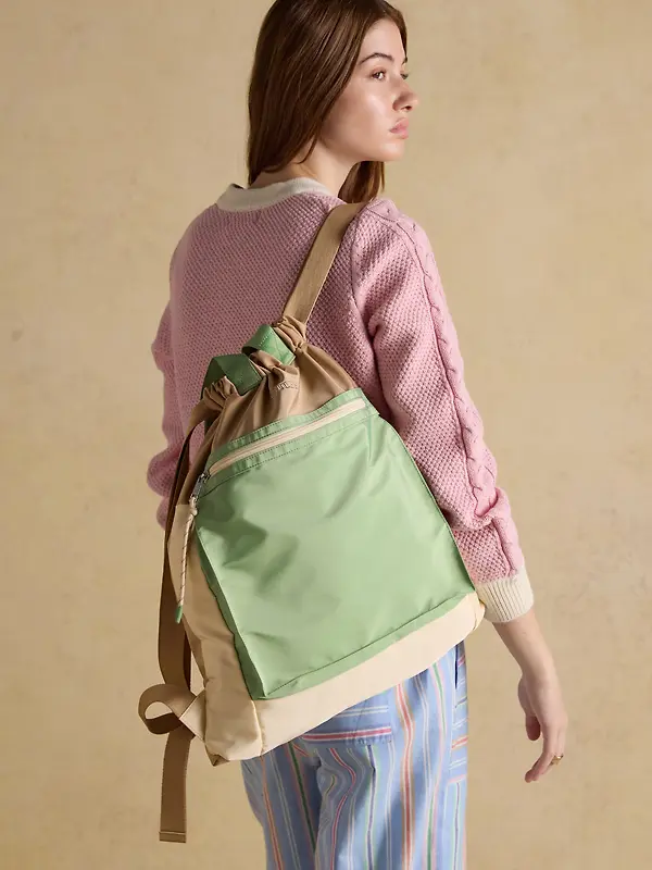 Joules Women's Peplow Rucksack / Backpack - Green Ecru Image 2