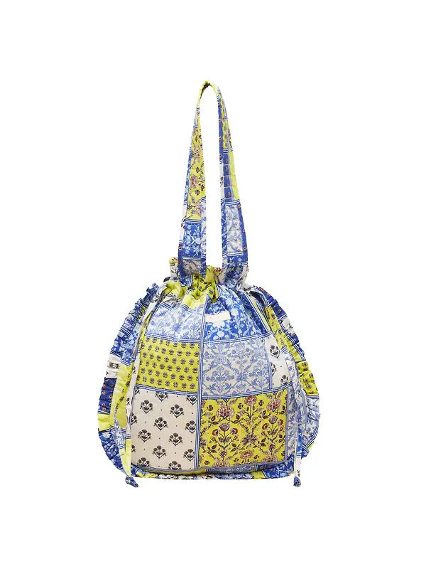 Joules Women's Nella Quilted Tote Bag - Yellow Blue Hotch Potch Image 1