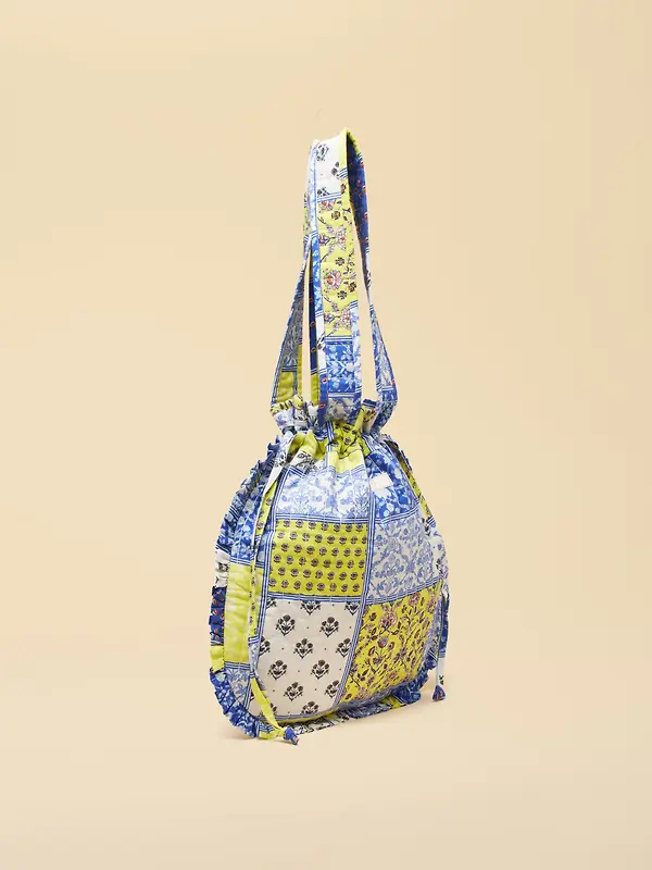 Joules Women's Nella Quilted Tote Bag - Yellow Blue Hotch Potch Image 5