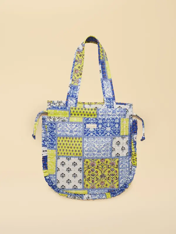 Joules Women's Nella Quilted Tote Bag - Yellow Blue Hotch Potch Image 9