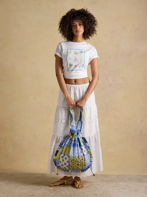 Joules Women's Nella Quilted Tote Bag - Yellow Blue Hotch Potch Image 3