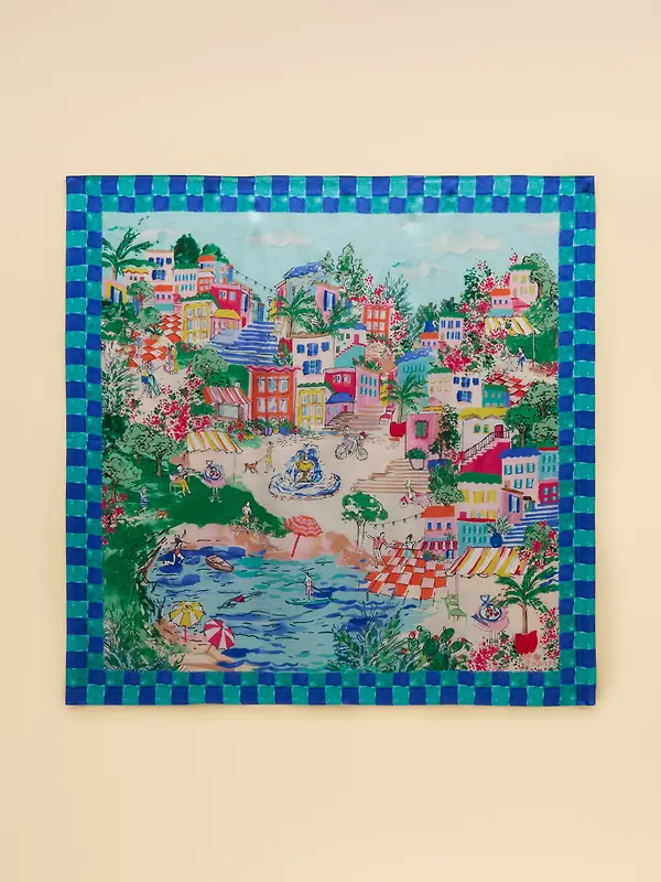 Joules Women's Bloomfield Square 100% Silk Scarf - Amalfi Scene Image 8