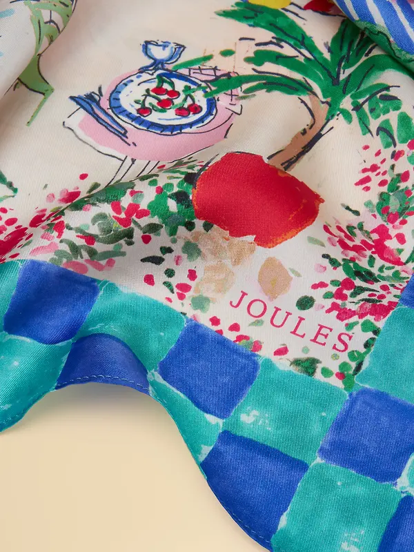 Joules Women's Bloomfield Square 100% Silk Scarf - Amalfi Scene Image 6