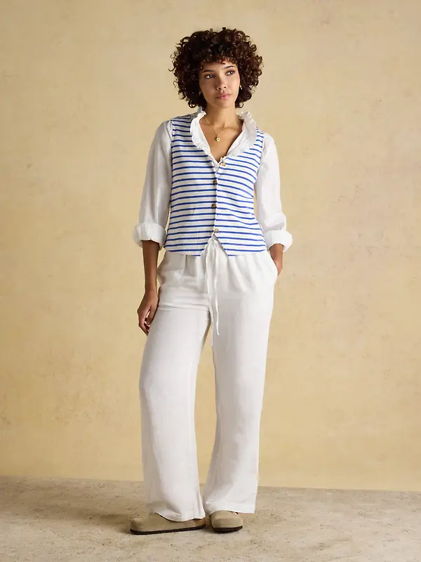 Joules Women's Premium Ribbed Jersey 100% Cotton Waistcoat - Blue Stripe Image 4
