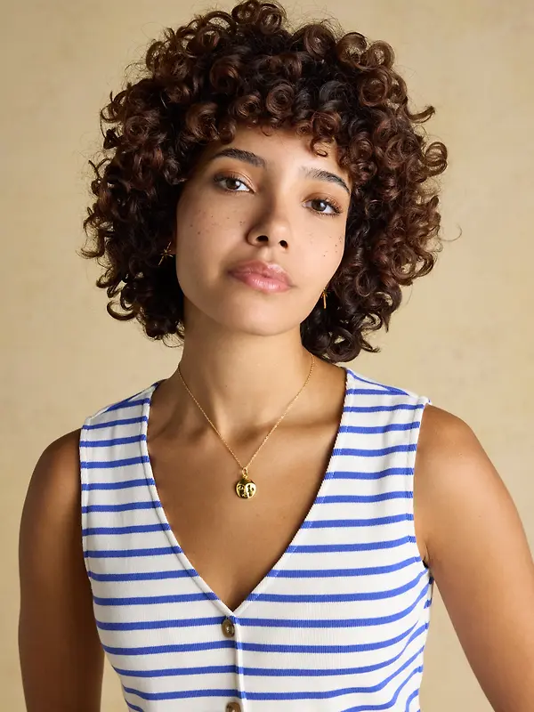 Joules Women's Premium Ribbed Jersey 100% Cotton Waistcoat - Blue Stripe Image 6