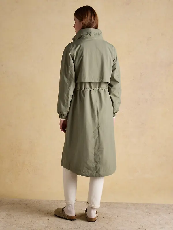 Joules Women's Hensley Longline Waterproof Coat with Packable Hood - Khaki Green Image 3