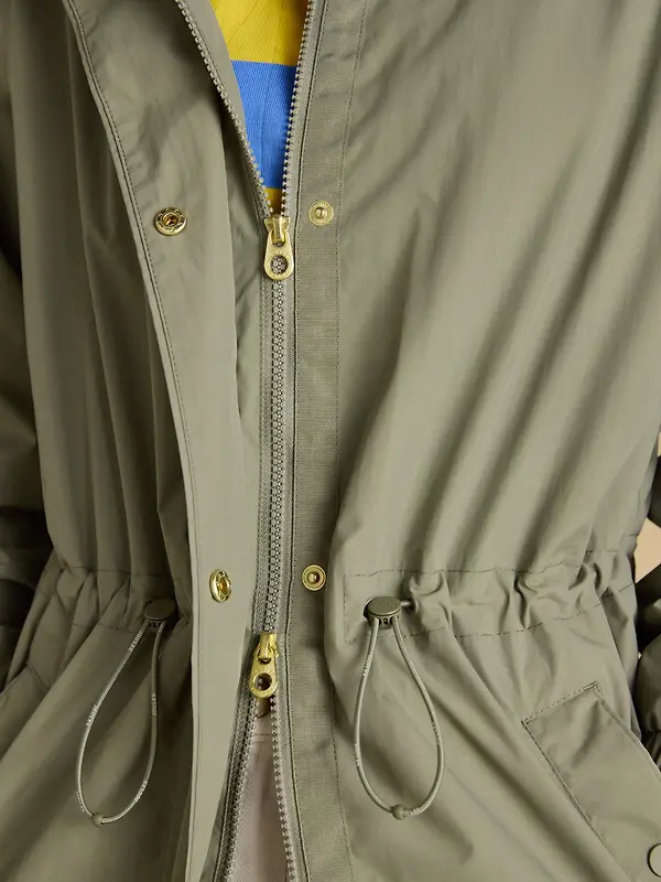 Joules Women's Hensley Longline Waterproof Coat with Packable Hood - Khaki Green Image 7