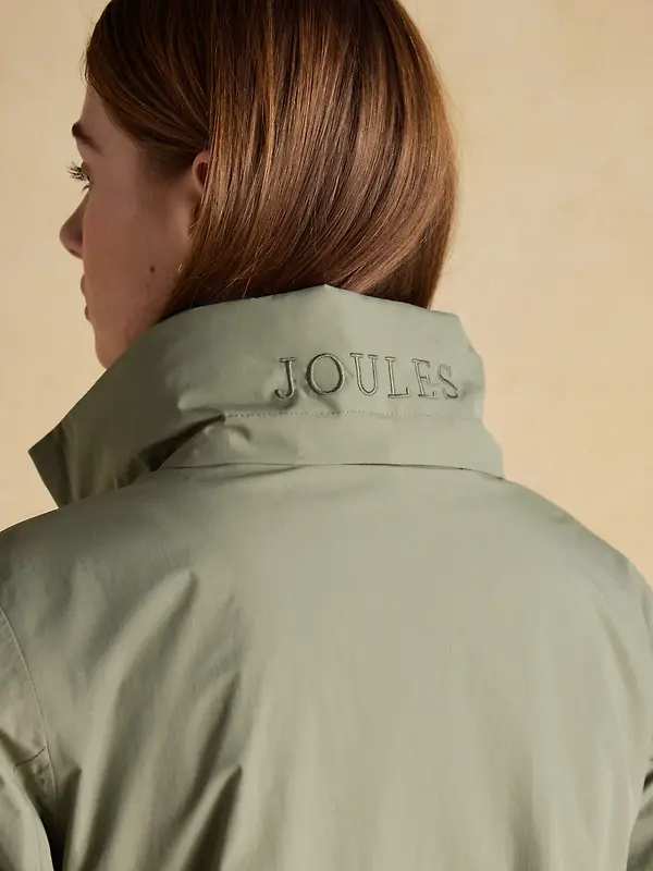 Joules Women's Hensley Longline Waterproof Coat with Packable Hood - Khaki Green Image 9