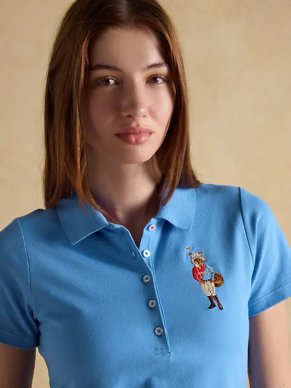 Joules Women's Jonty Fox Slim Fit Cotton Pique Polo Shirt - Blue Image 5