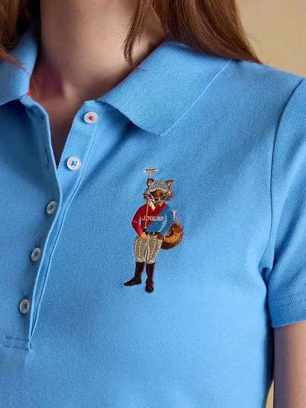 Joules Women's Jonty Fox Slim Fit Cotton Pique Polo Shirt - Blue Image 6