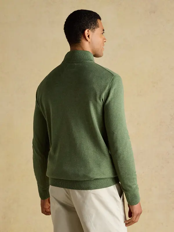 Joules Men's Hillside Quarter Zip Knitted Jumper - Khaki Green Image 3