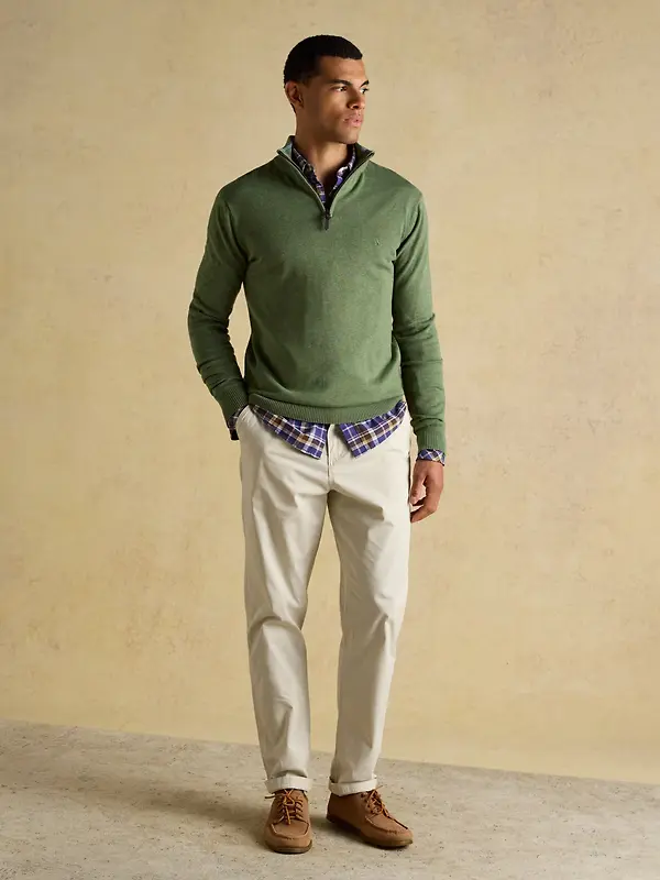 Joules Men's Hillside Quarter Zip Knitted Jumper - Khaki Green Image 5