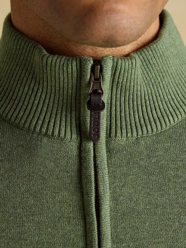 Joules Men's Hillside Quarter Zip Knitted Jumper - Khaki Green Image 6
