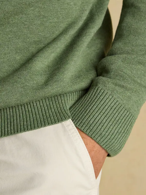 Joules Men's Hillside Quarter Zip Knitted Jumper - Khaki Green Image 8
