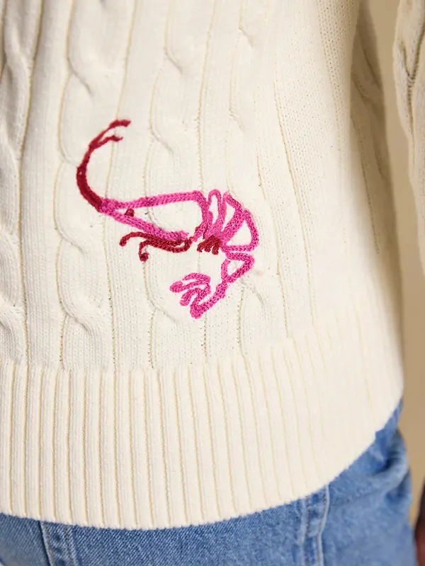 Joules Women's Palm Tree Jumper - Cream Image 8