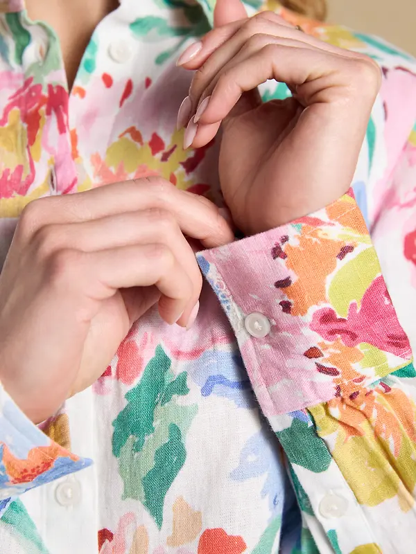 Joules Women's Anna Long Sleeve 100% Linen Shirt - Multi Floral Image 6
