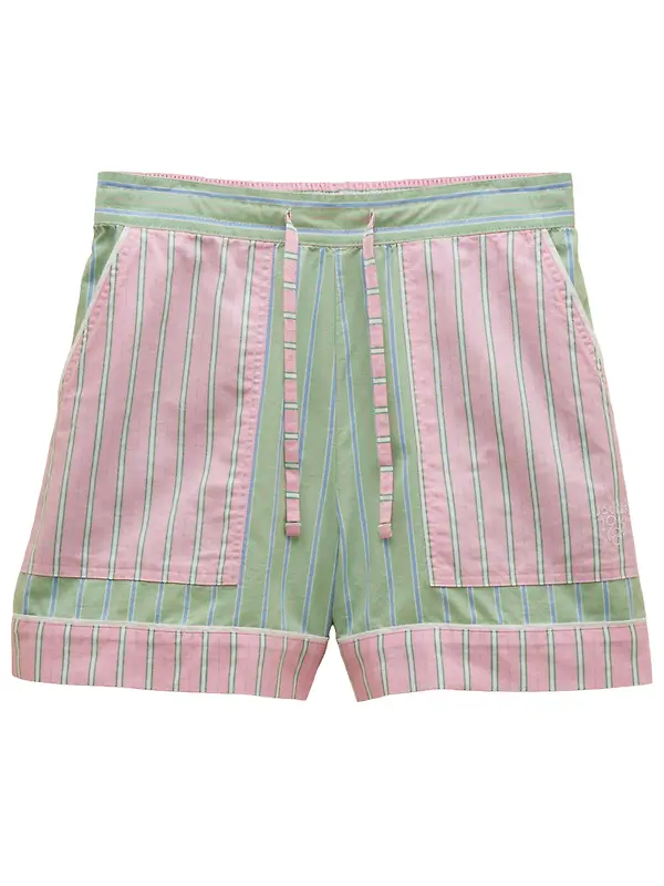 Joules Women's Annie Shorts - Green Pink Stripe Image 1