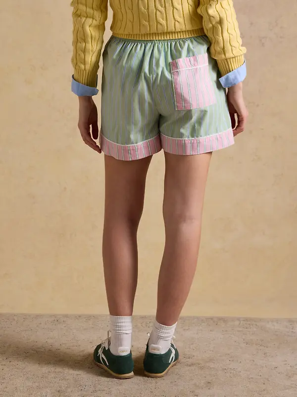 Joules Women's Annie Shorts - Green Pink Stripe Image 3