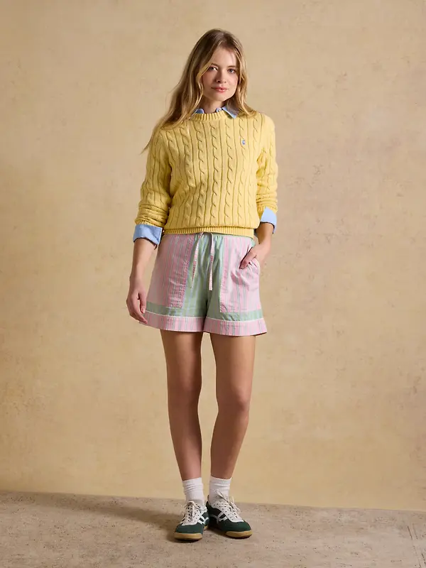 Joules Women's Annie Shorts - Green Pink Stripe Image 4