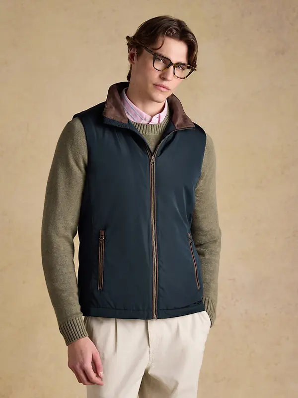 Joules Men's Farnham Padded Fleece Lined Gilet - Navy Blue Image 4