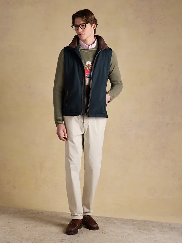 Joules Men's Farnham Padded Fleece Lined Gilet - Navy Blue Image 6