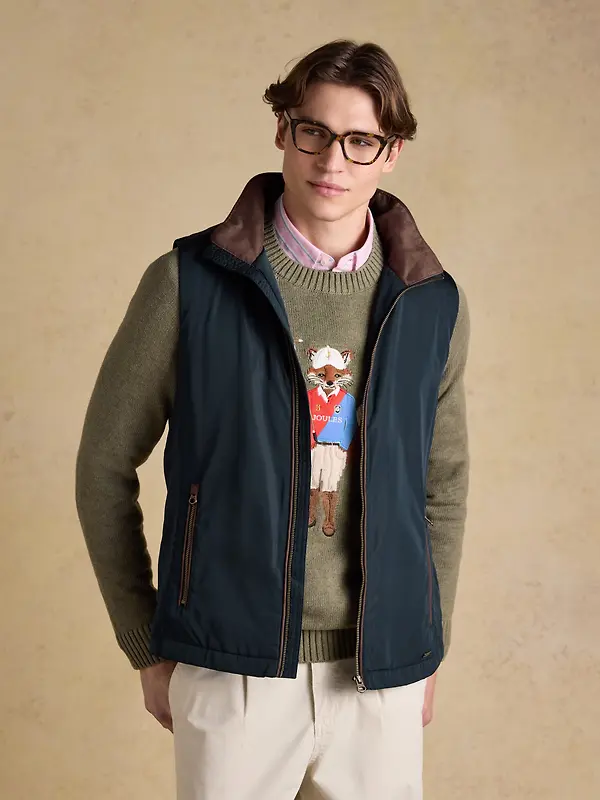 Joules Men's Farnham Padded Fleece Lined Gilet - Navy Blue Image 10