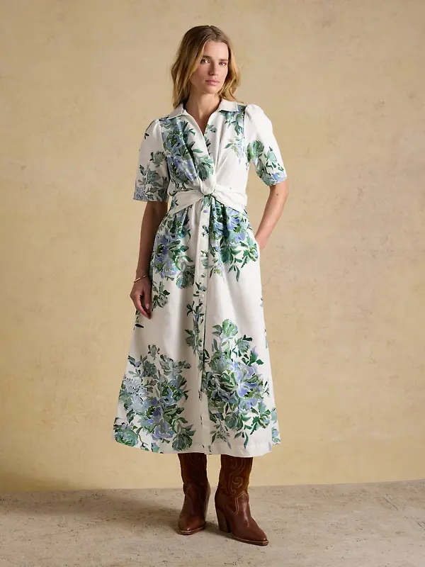 Joules Women's Marina Knot Dress - White Blue Image 2