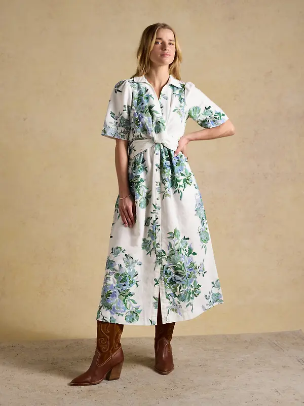 Joules Women's Marina Knot Dress - White Blue Image 6