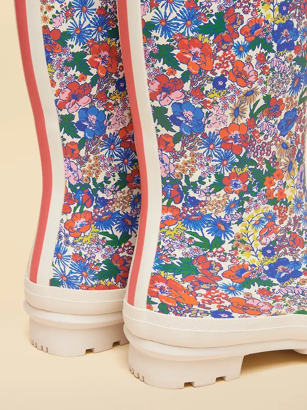 Joules Women's Floral Adjustable Tall Wellies - White Ditsy Image 6