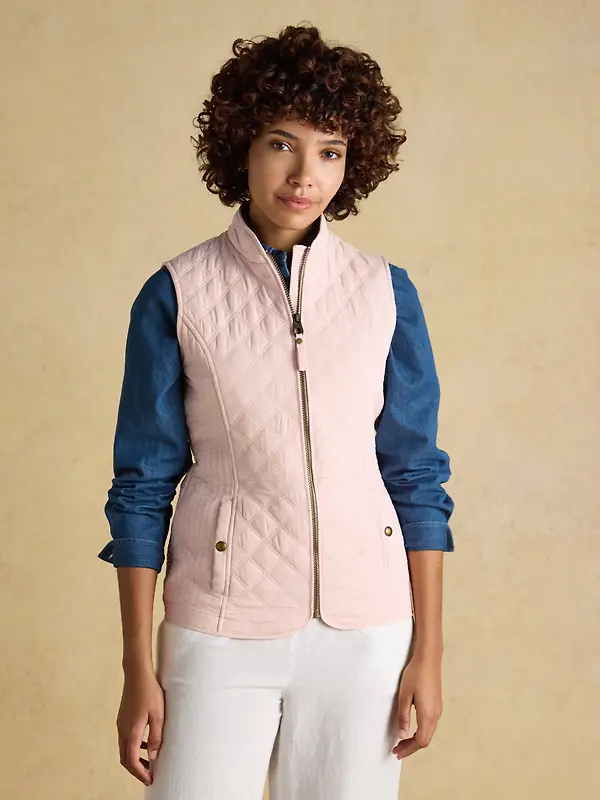Joules Women's Minx Showerproof Diamond Quilted Gilet - Light Pink Image 2