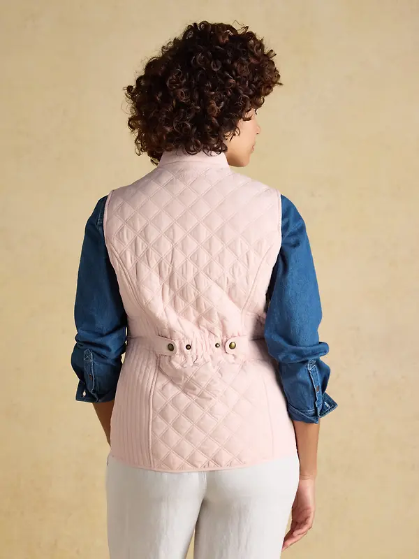 Joules Women's Minx Showerproof Diamond Quilted Gilet - Light Pink Image 3