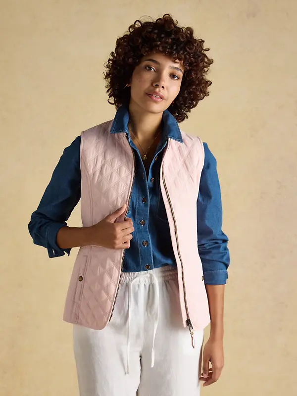 Joules Women's Minx Showerproof Diamond Quilted Gilet - Light Pink Image 8