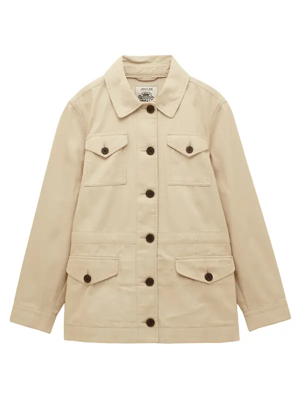 Joules Women's Twyford Lightweight Utility Jacket with Adjustable Waist - Stone Image 1