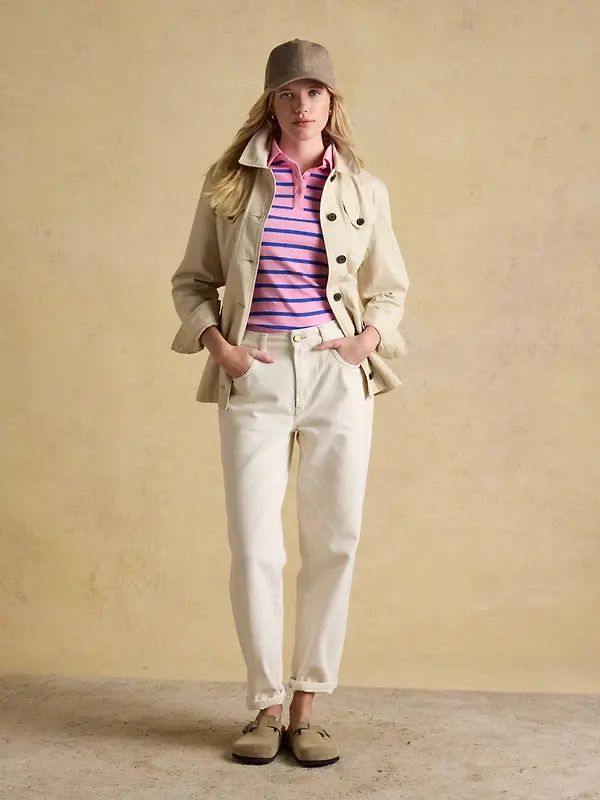 Joules Women's Twyford Lightweight Utility Jacket with Adjustable Waist - Stone Image 4