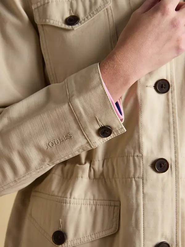 Joules Women's Twyford Lightweight Utility Jacket with Adjustable Waist - Stone Image 5