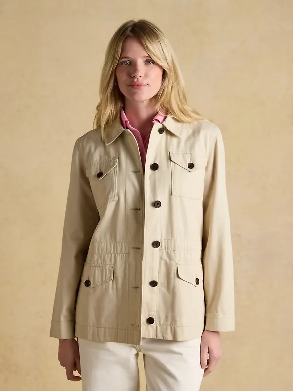 Joules Women's Twyford Lightweight Utility Jacket with Adjustable Waist - Stone Image 6