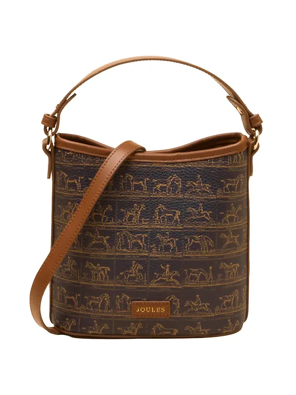 Joules Women's Bucket Bag - Navy & Brown Horse Print Image 1