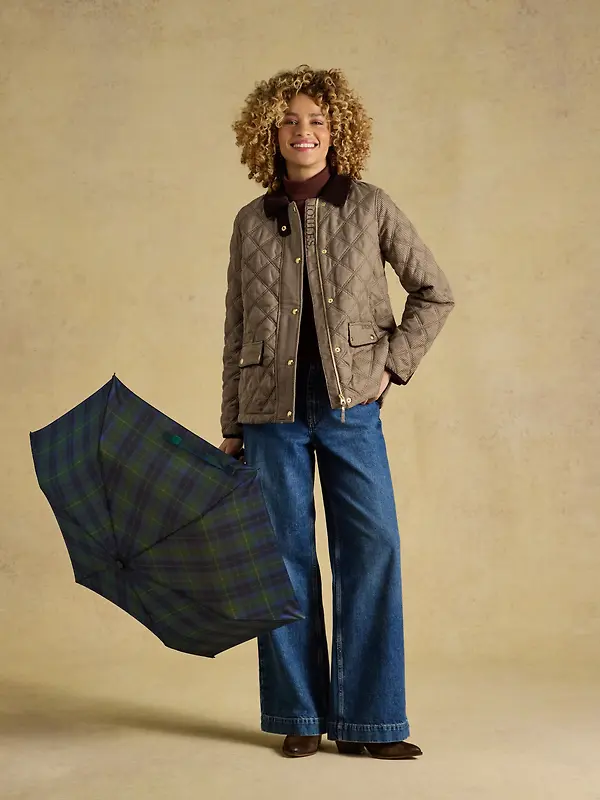 Joules Women's Rayne Umbrella - Blue / Green Check Image 3