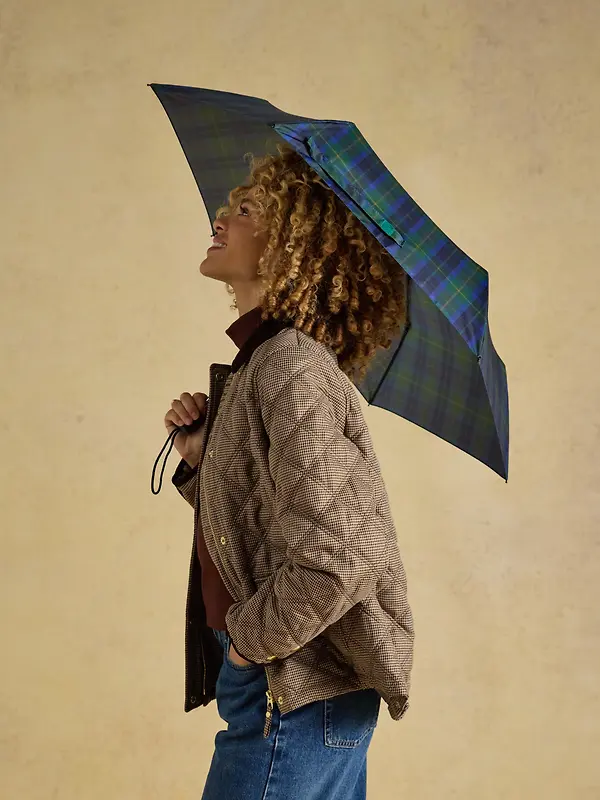 Joules Women's Rayne Umbrella - Blue / Green Check Image 5