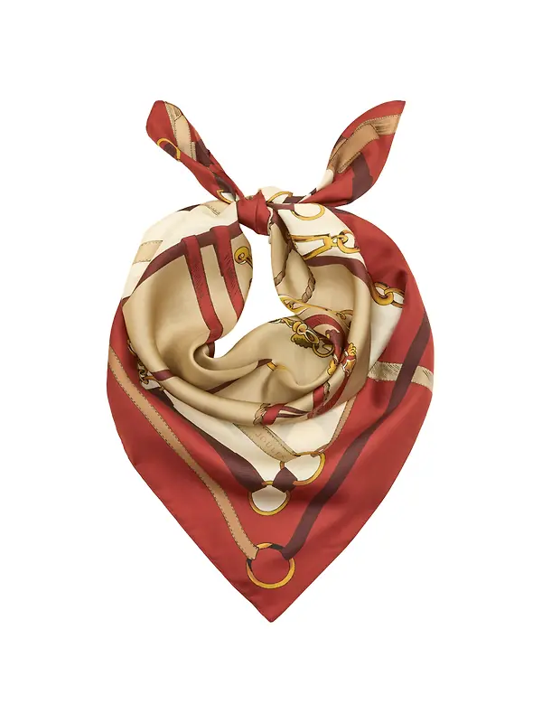 Joules Women's Bloomfield Silk Square Scarf - Burnt Orange Bridle Image 1