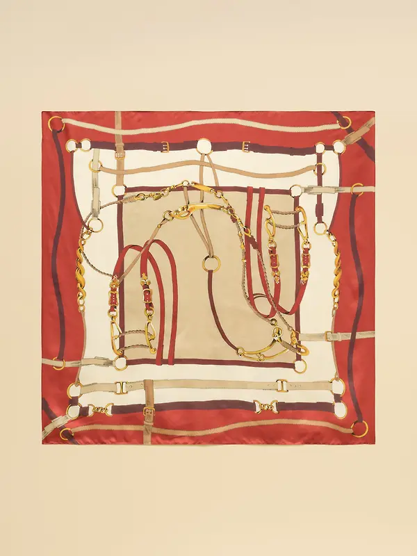 Joules Women's Bloomfield Silk Square Scarf - Burnt Orange Bridle Image 6