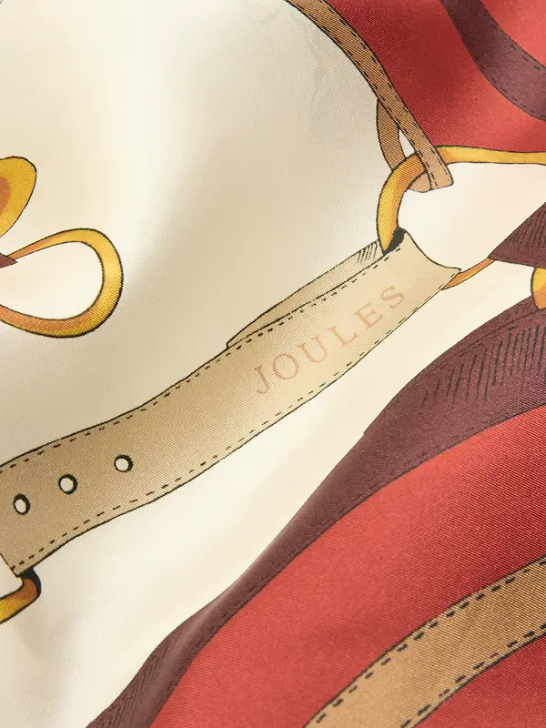 Joules Women's Bloomfield Silk Square Scarf - Burnt Orange Bridle Image 7