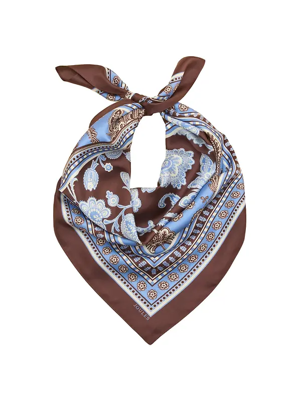 Joules Women's Bloomfield Silk Square Scarf - Blue / Brown Floral Image 1
