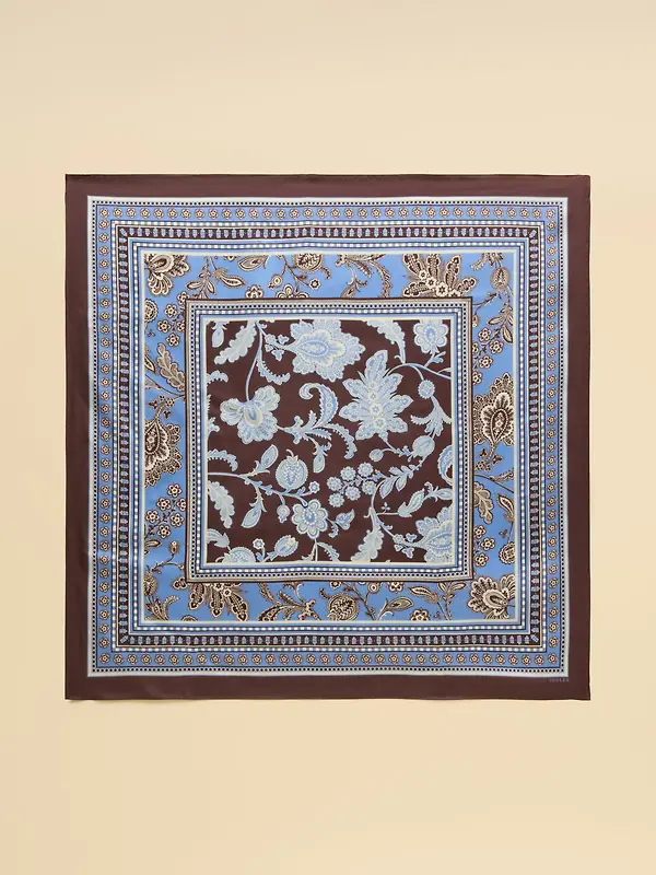 Joules Women's Bloomfield Silk Square Scarf - Blue / Brown Floral Image 5