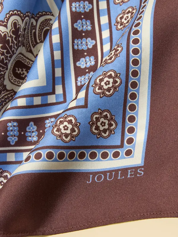 Joules Women's Bloomfield Silk Square Scarf - Blue / Brown Floral Image 6