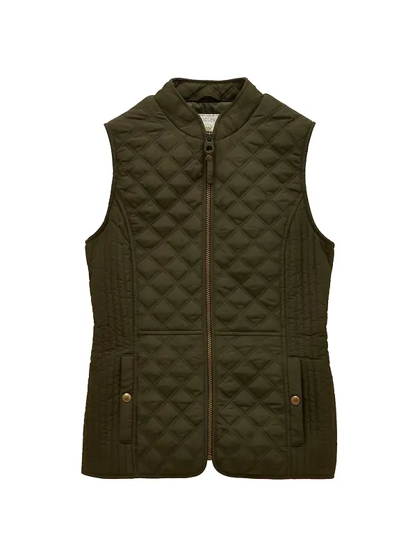Joules Women's Minx Showerproof Diamond Quilted Gilet  - Rosemary Green Image 1