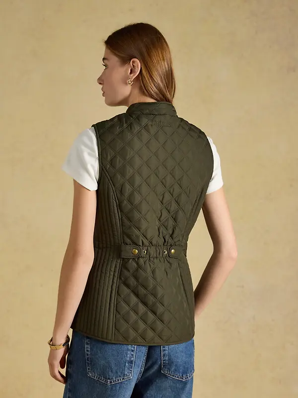 Joules Women's Minx Showerproof Diamond Quilted Gilet  - Rosemary Green Image 3