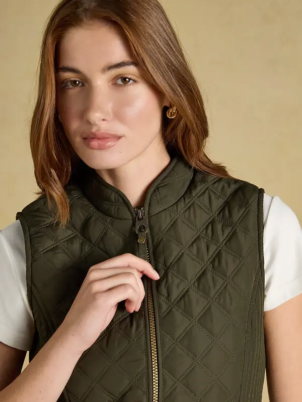 Joules Women's Minx Showerproof Diamond Quilted Gilet  - Rosemary Green Image 7